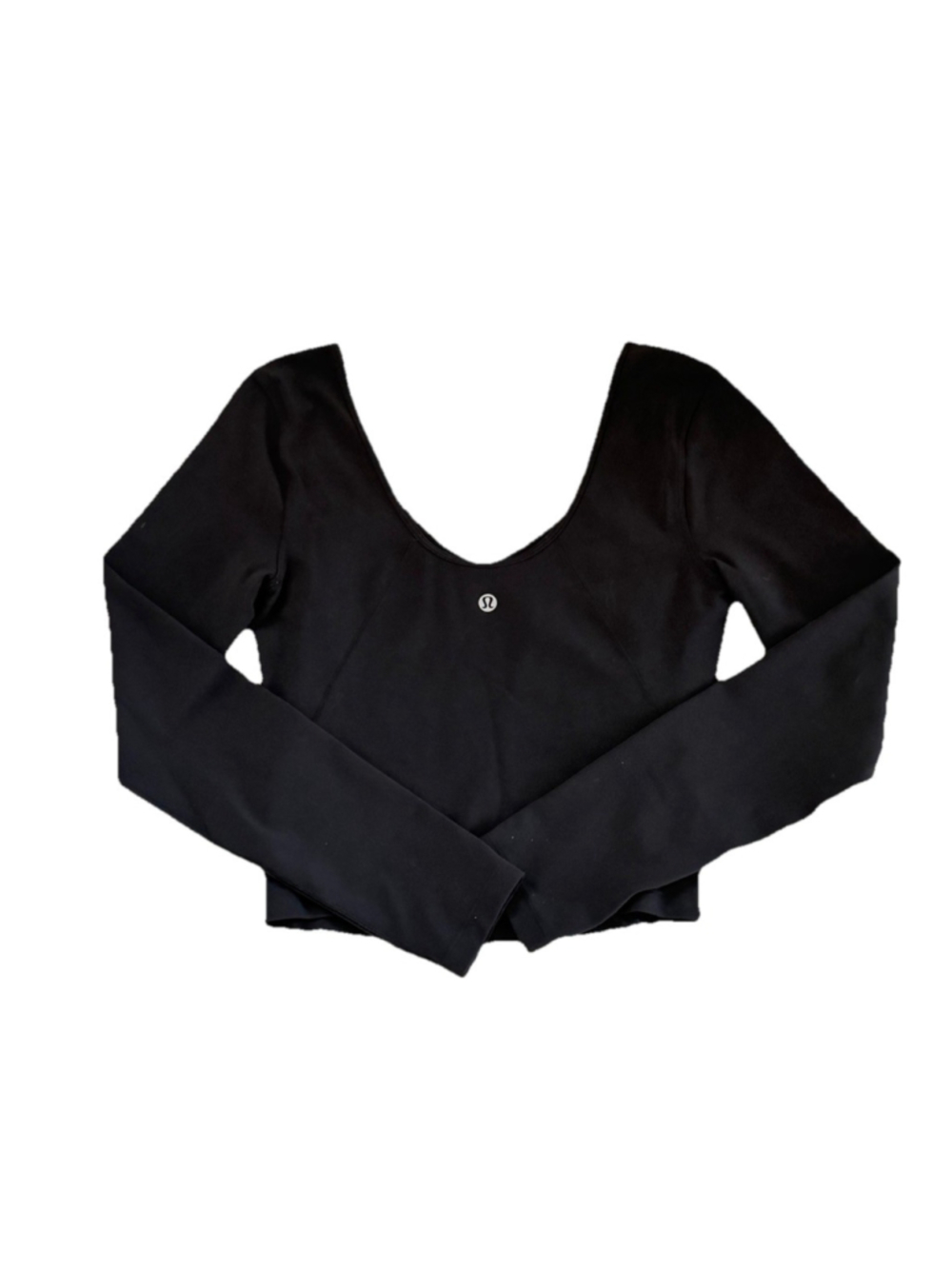 LULULEMON ALIGN CROP LONG SLEEVE TOP BLACK COLOR SIZE 6